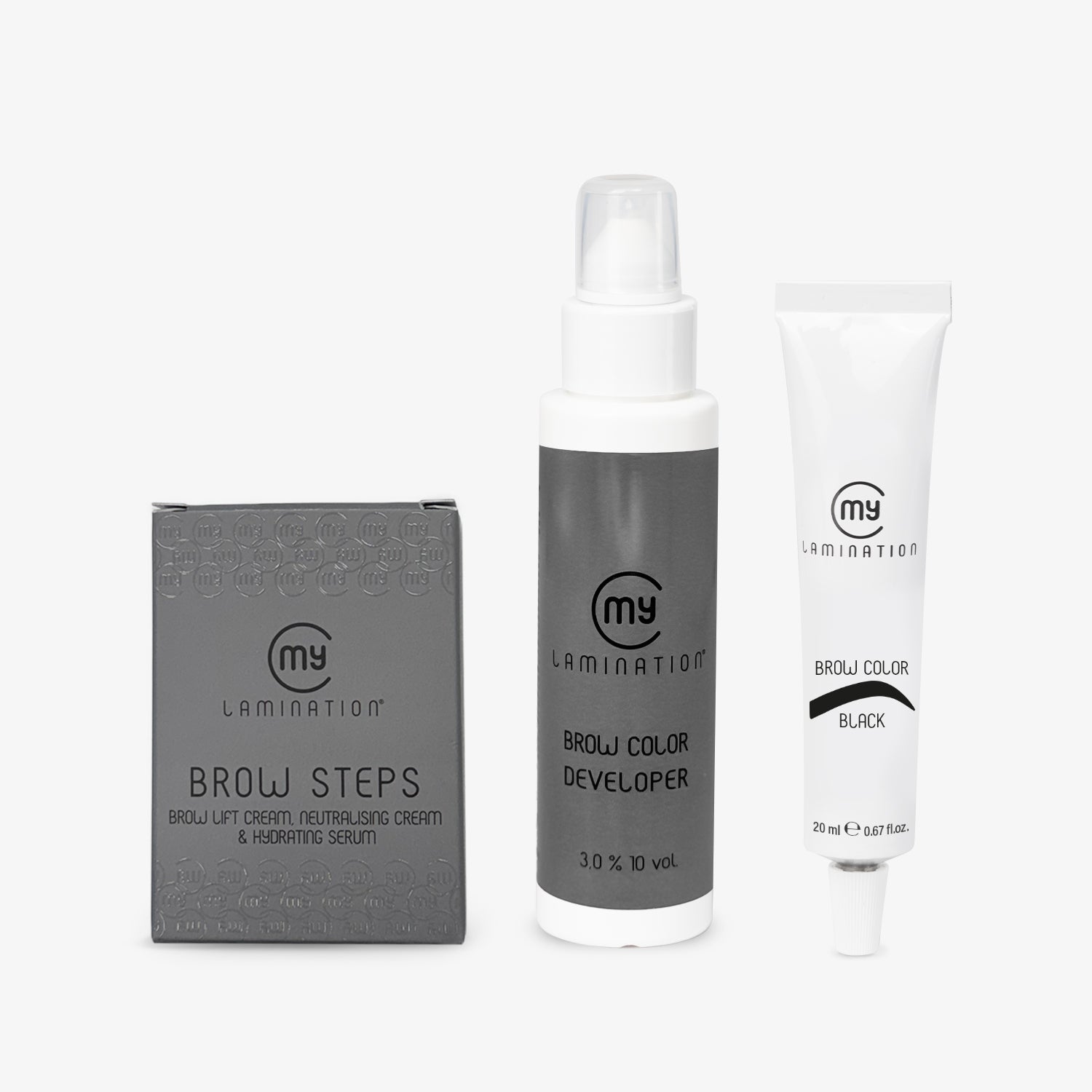 kit brow steps brow color developer e tinta per sopracciglia black my lamination