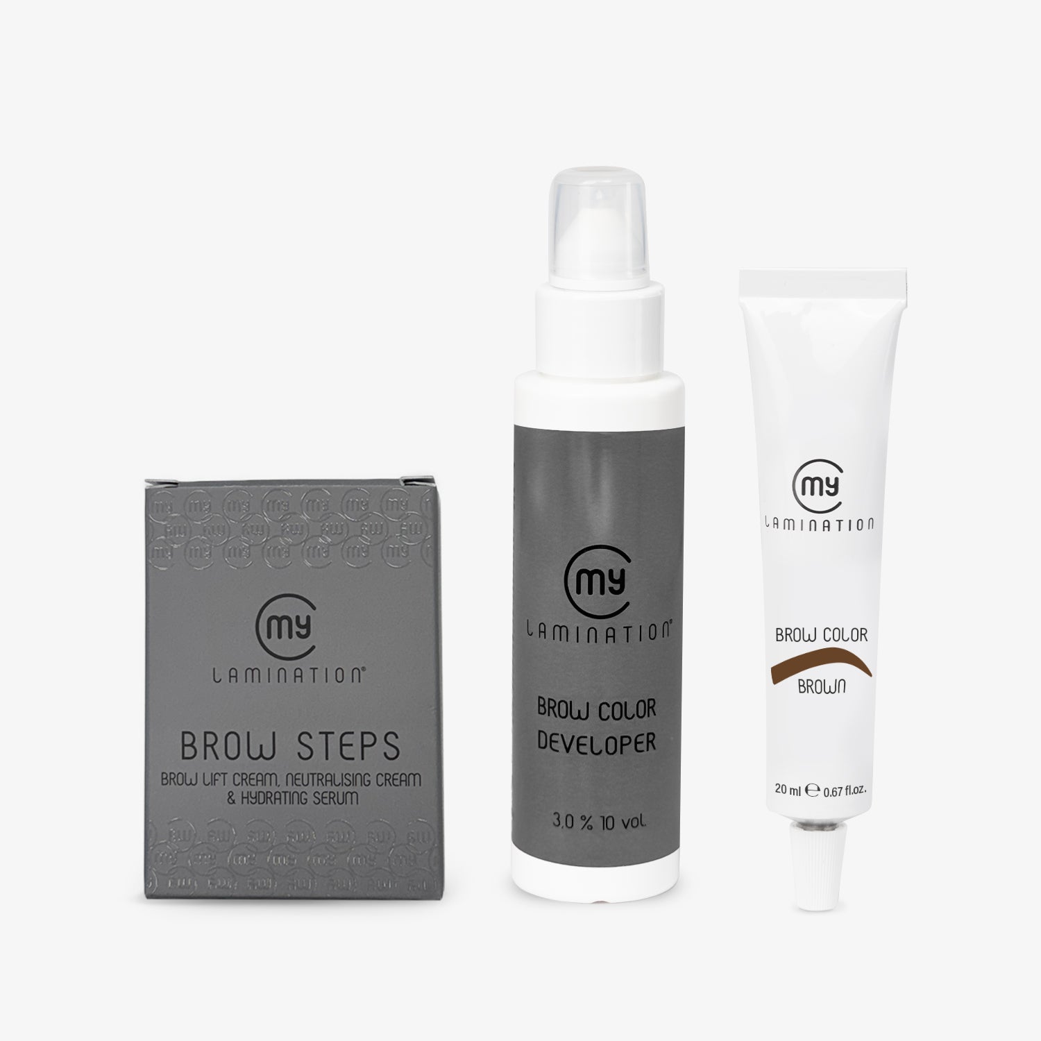 kit brow steps brow color developer e tinta per sopracciglia brown my lamination