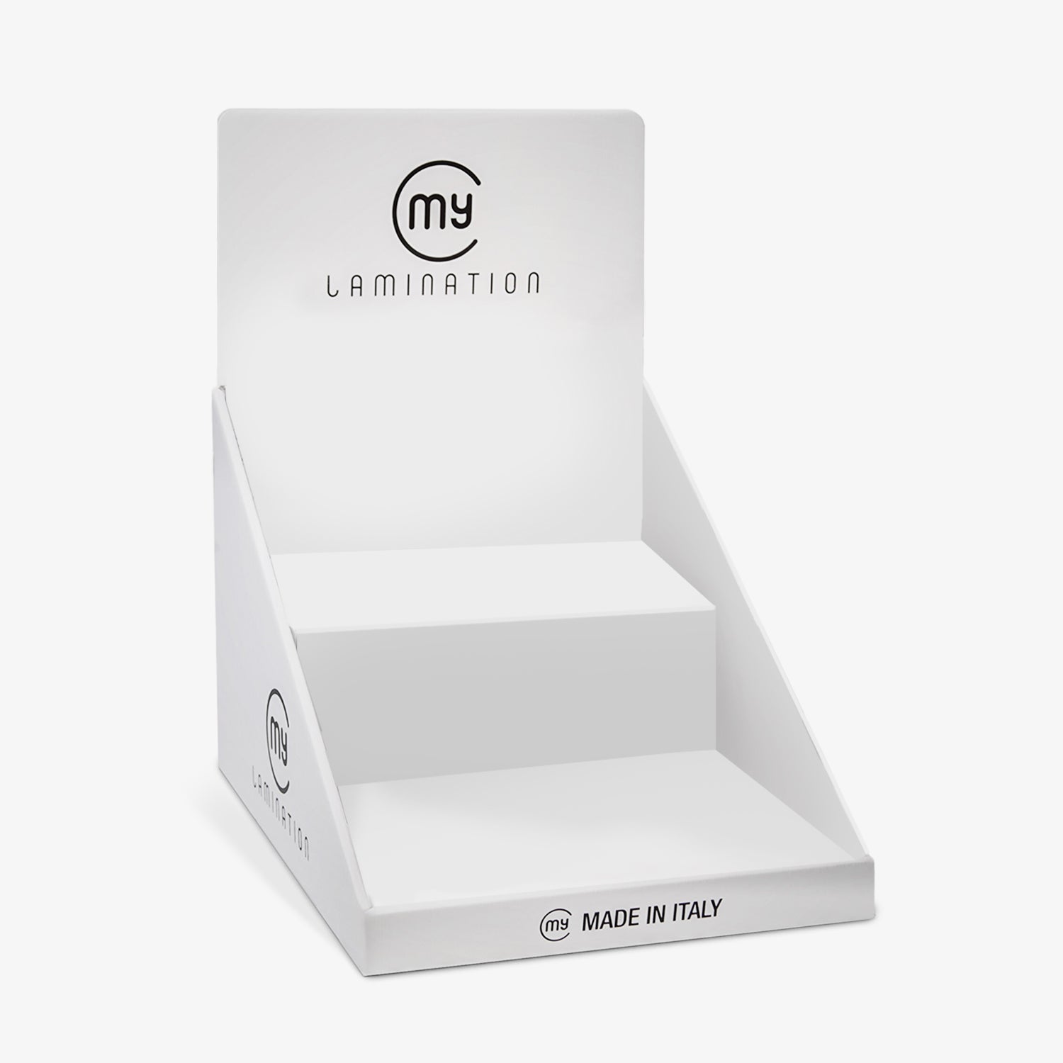 espositore vuoto bianco di my lamination