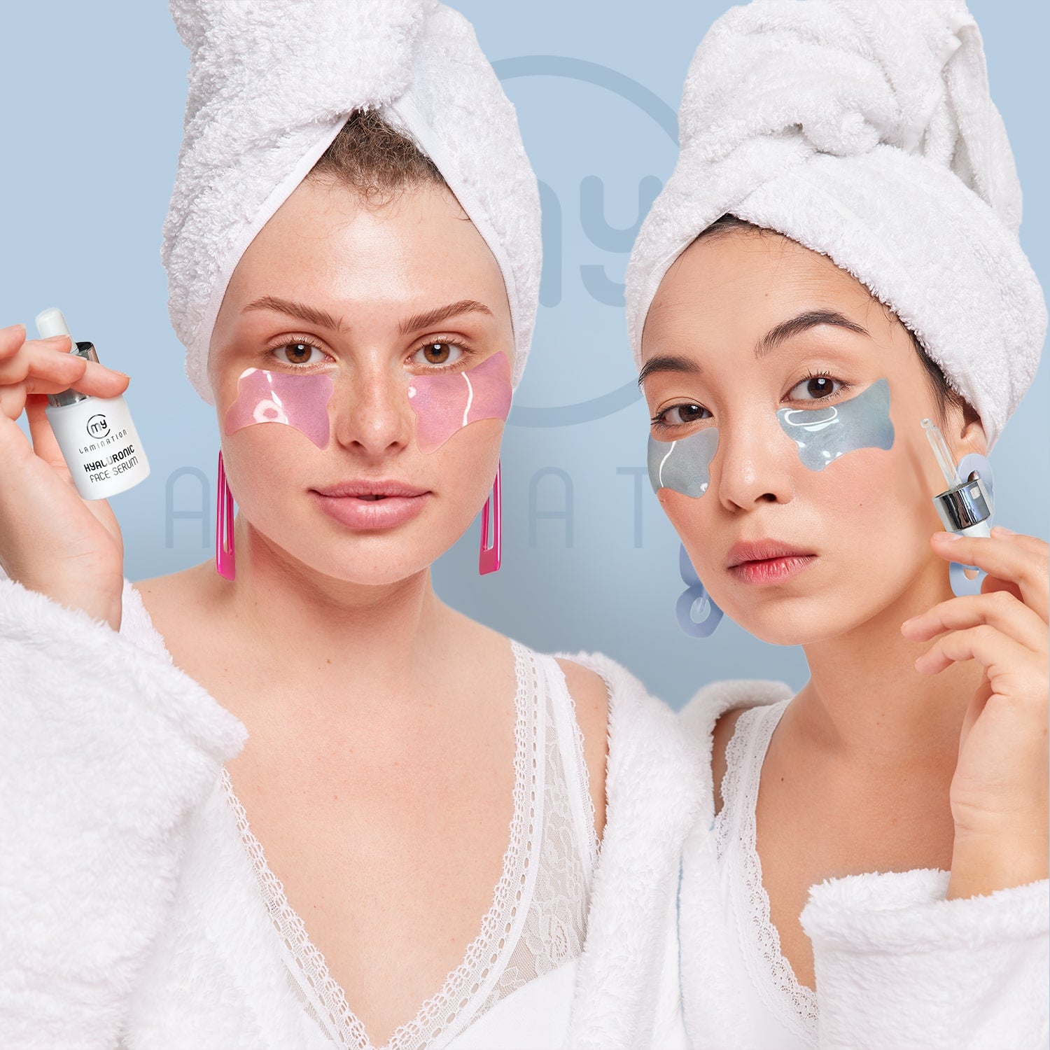 Due modelle applicano il Kit Maschera Contorno Occhi di my lamination