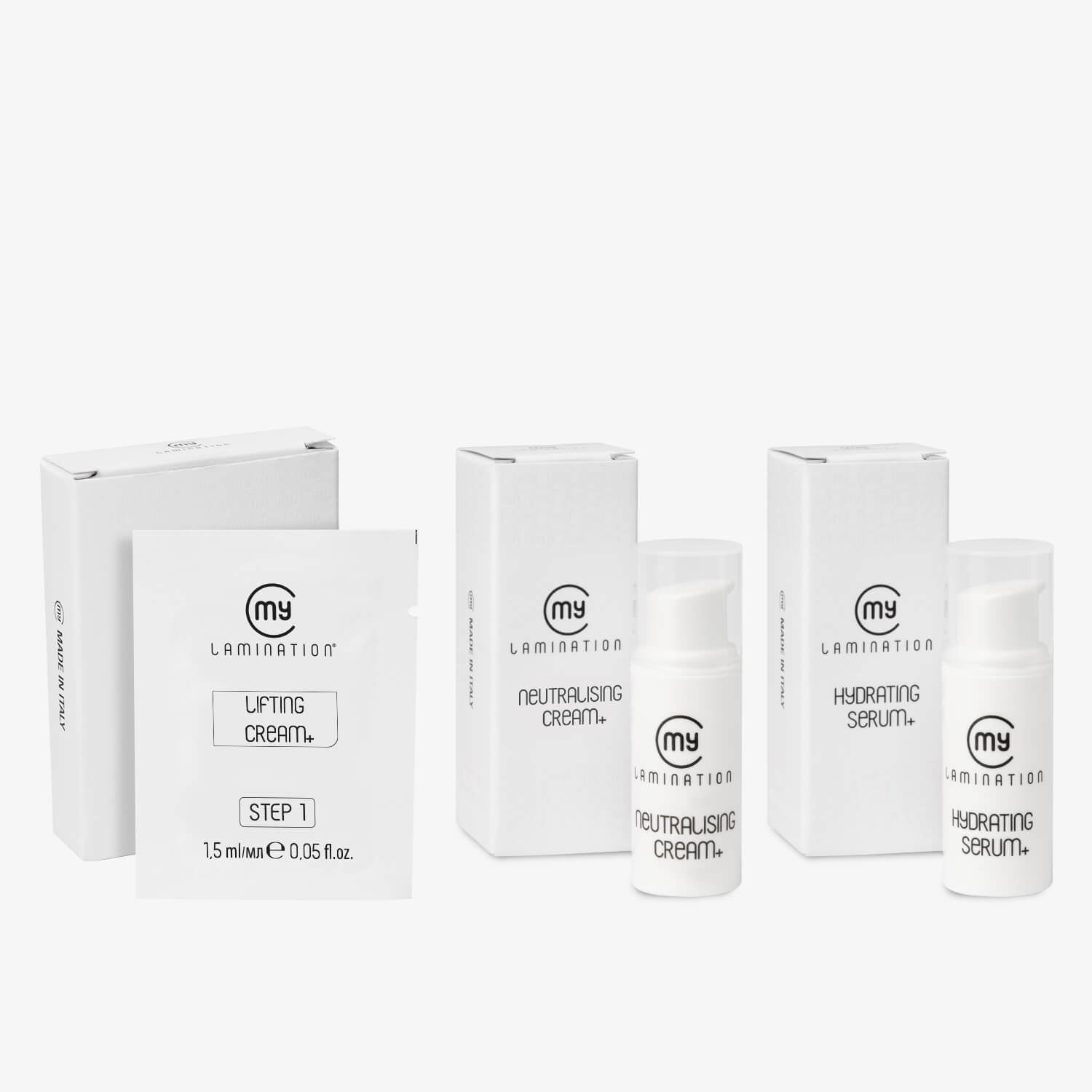 Fasi laminazione ciglia my lamination con due fasi in tubetto da 5 ml airless